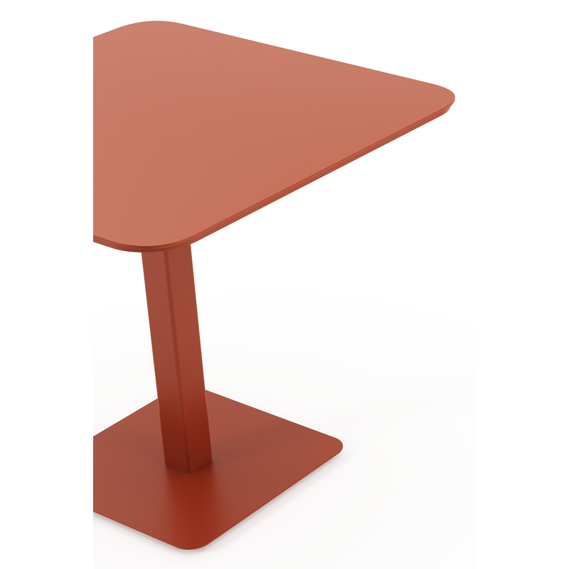 Table de jardin Fano inclinable en aluminium brun rouille - Lg. 80 x Lrg. 80 x Haut. 73 cm