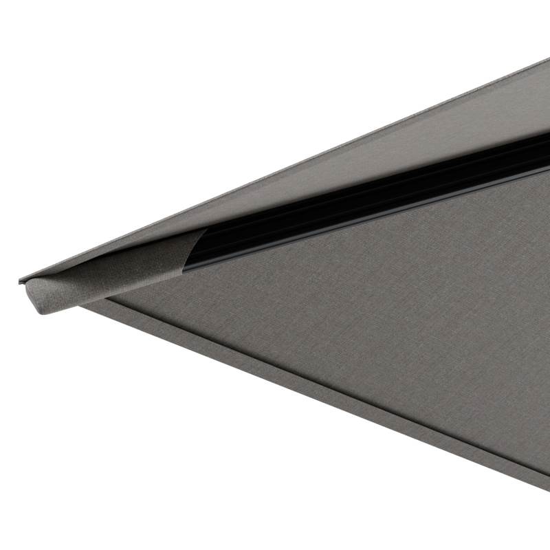 Parasol pendant Avola avec fonction tilt en aluminium noir avec toile de parasol en All Weather Olefin gris - Lg.1 300 x Lg.2 300 cm (sans pied de parasol)