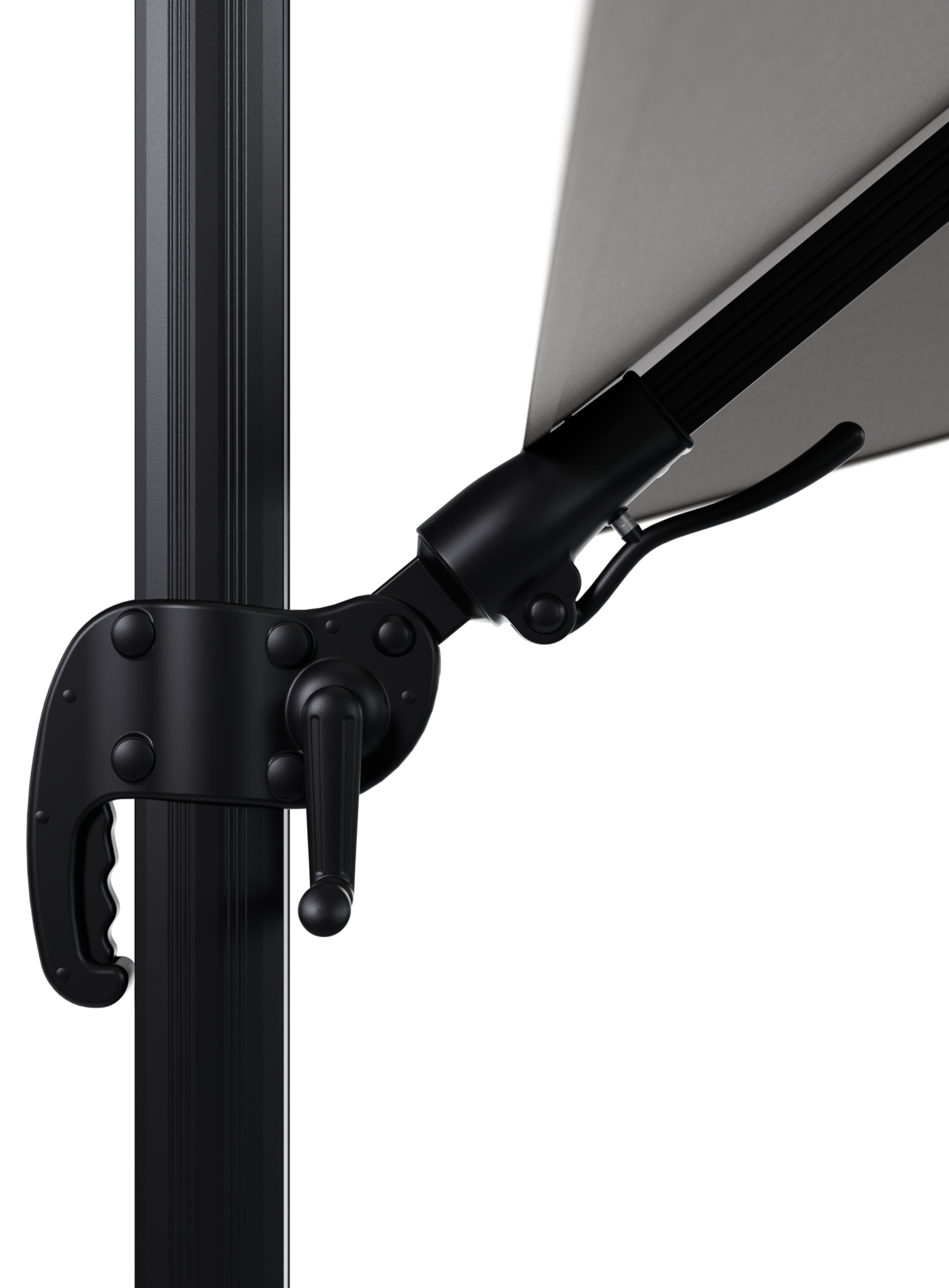 Parasol pendant Avola avec fonction tilt en aluminium noir avec toile de parasol en weather+ softtouch gris - Larg1 300 x Larg2 300 cm (sans pied de parasol)