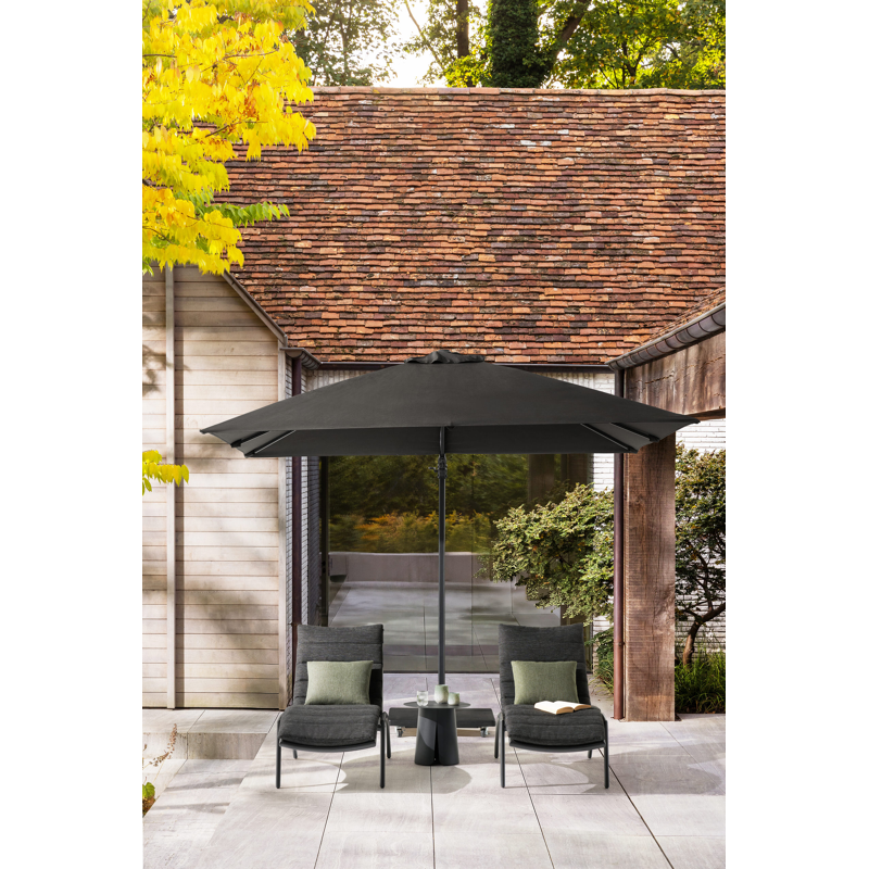 Parasol pendant Avola avec fonction tilt en aluminium noir avec toile de parasol en weather+ softtouch noir - Larg1 300 x Larg2 300 cm (sans pied de parasol)