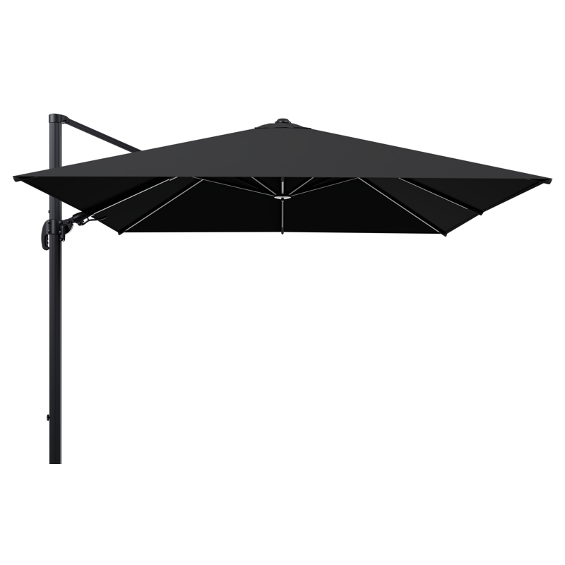 Parasol pendant Avola avec fonction tilt en aluminium noir avec toile de parasol en weather+ softtouch noir - Larg1 300 x Larg2 300 cm (sans pied de parasol)