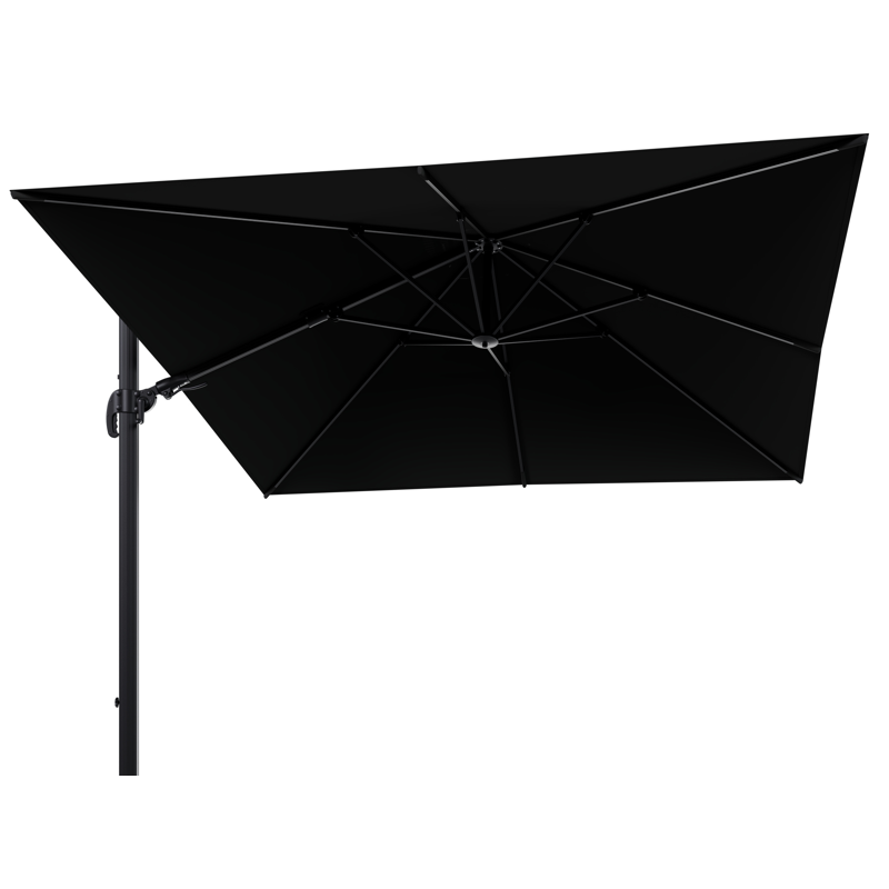 Parasol pendant Avola avec fonction tilt en aluminium noir avec toile de parasol en weather+ softtouch noir - Larg1 300 x Larg2 300 cm (sans pied de parasol)