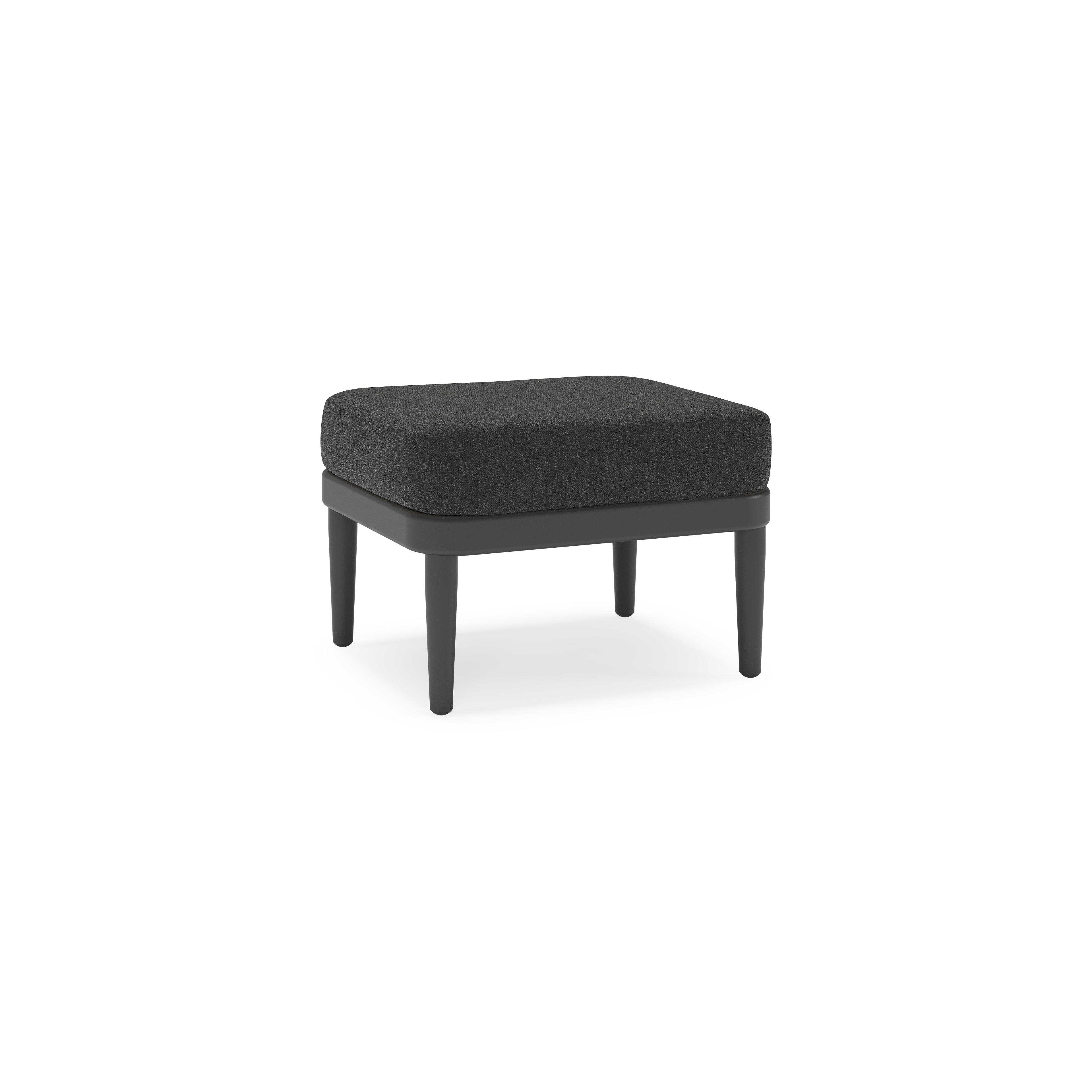 Orso poef in zwart aluminium met Chartres Sooty all weather sunbrella® luxe kussen