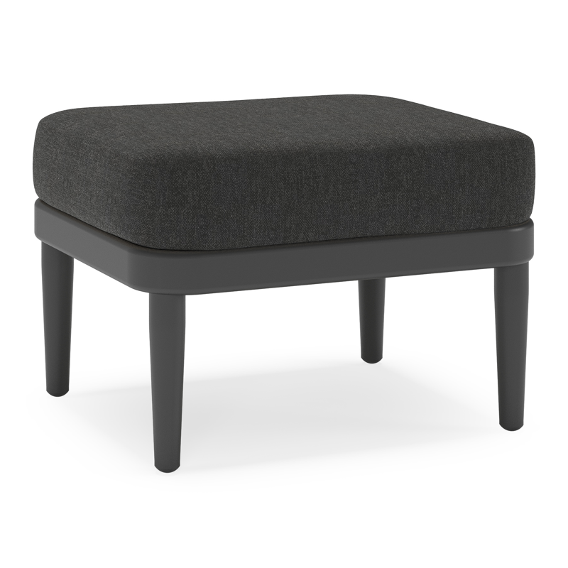 Orso poef in zwart aluminium met Chartres Sooty all weather sunbrella® luxe kussen