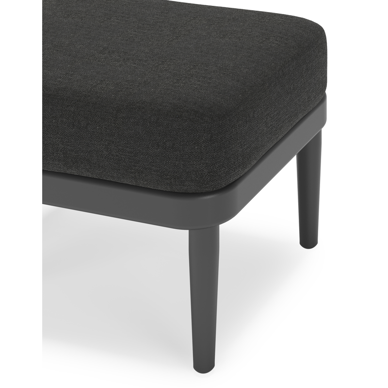 Orso poef in zwart aluminium met Chartres Sooty all weather sunbrella® luxe kussen
