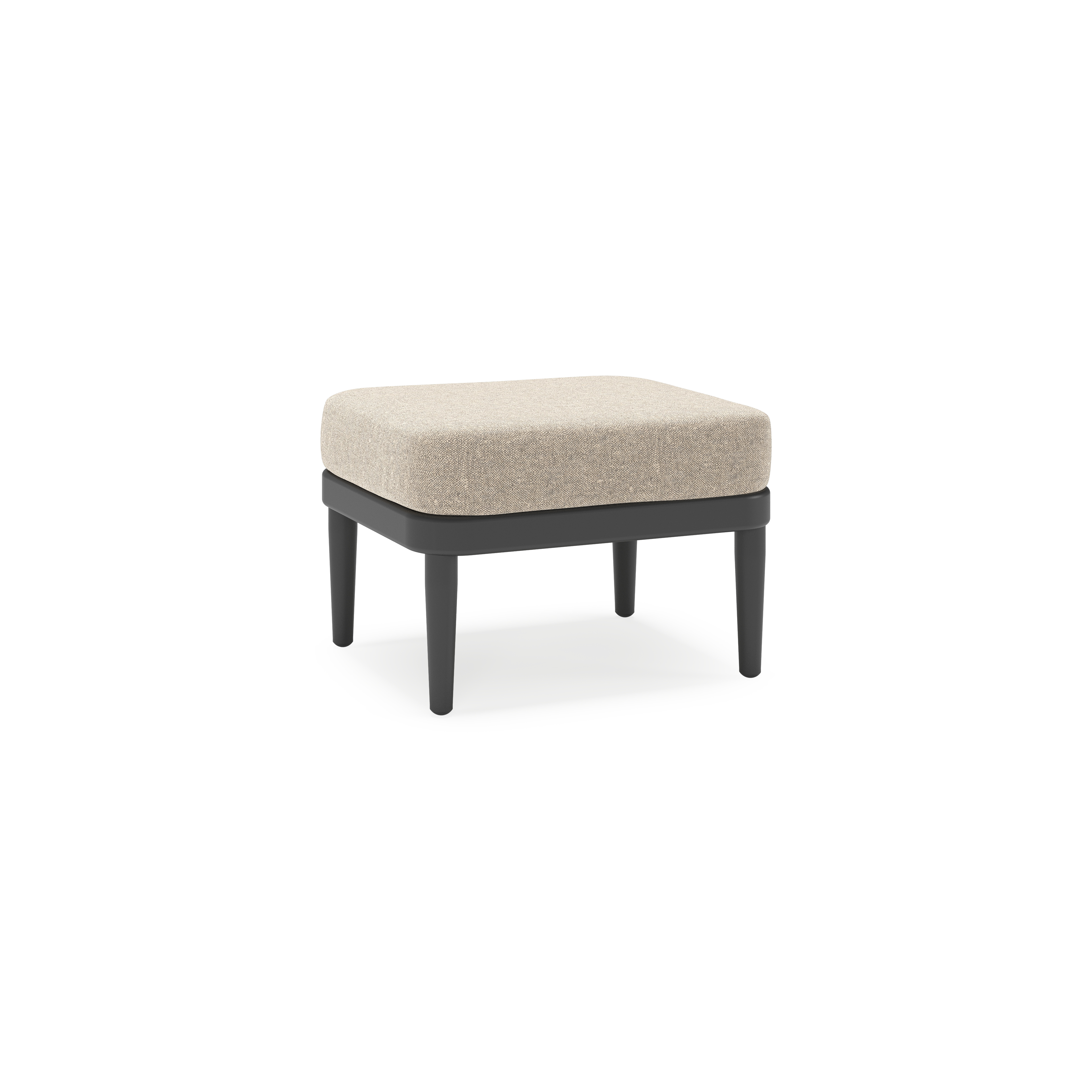 Orso poef in zwart aluminium met Chartres Pewter all weather sunbrella® luxe kussen