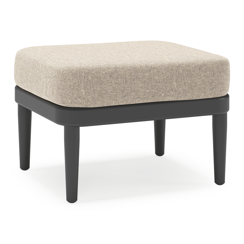 Orso poef in zwart aluminium met Chartres Pewter all weather sunbrella® luxe kussen