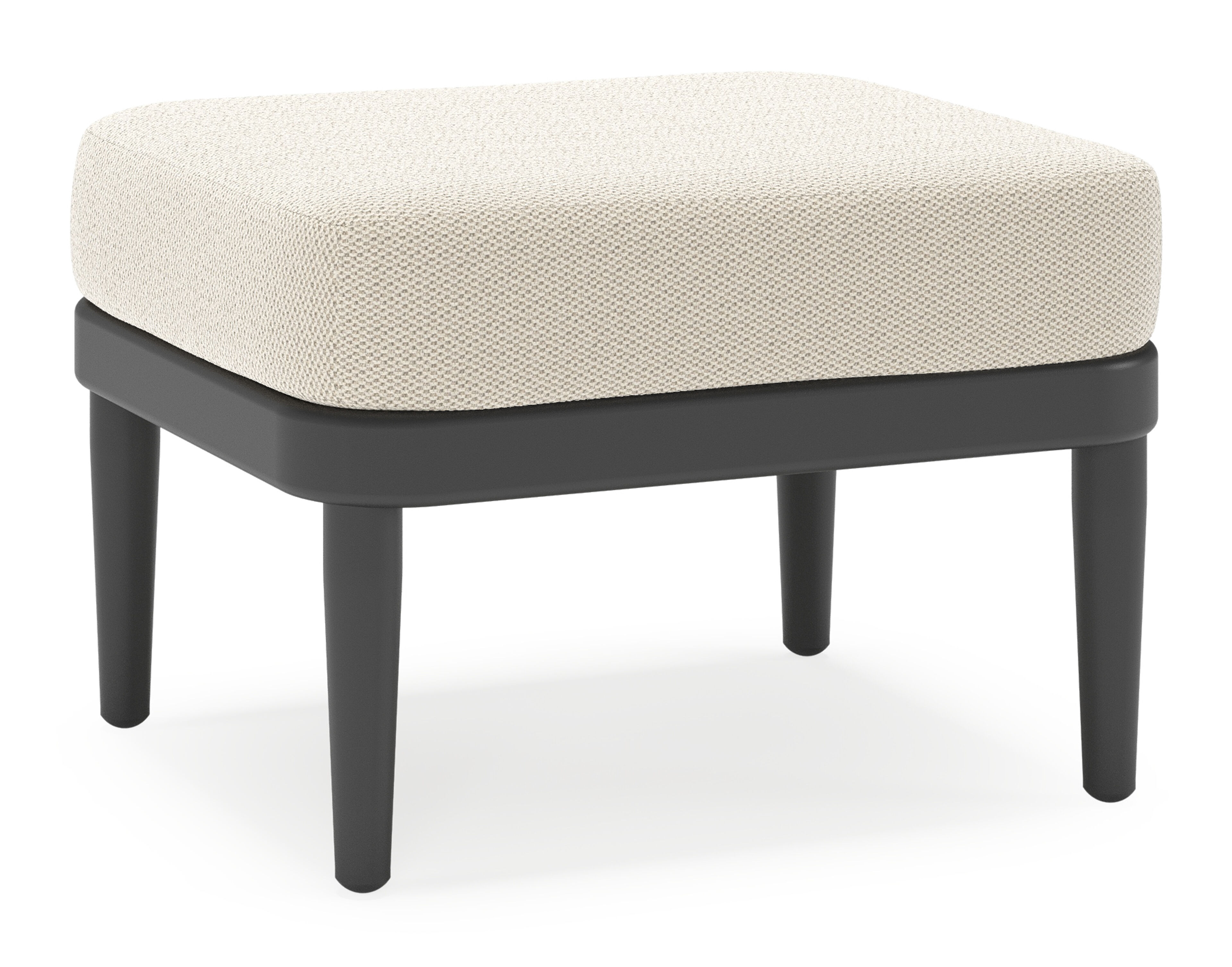 Pouf Orso en aluminium noir et coussins en all weather sunbrella® luxe Lopi Marble