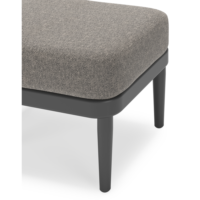 Pouf Orso en aluminium noir et coussins en all weather sunbrella® luxe Chartres Drizzle