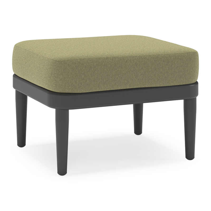 Orso poef in zwart aluminium met Heritage Leaf all weather sunbrella® luxe kussen