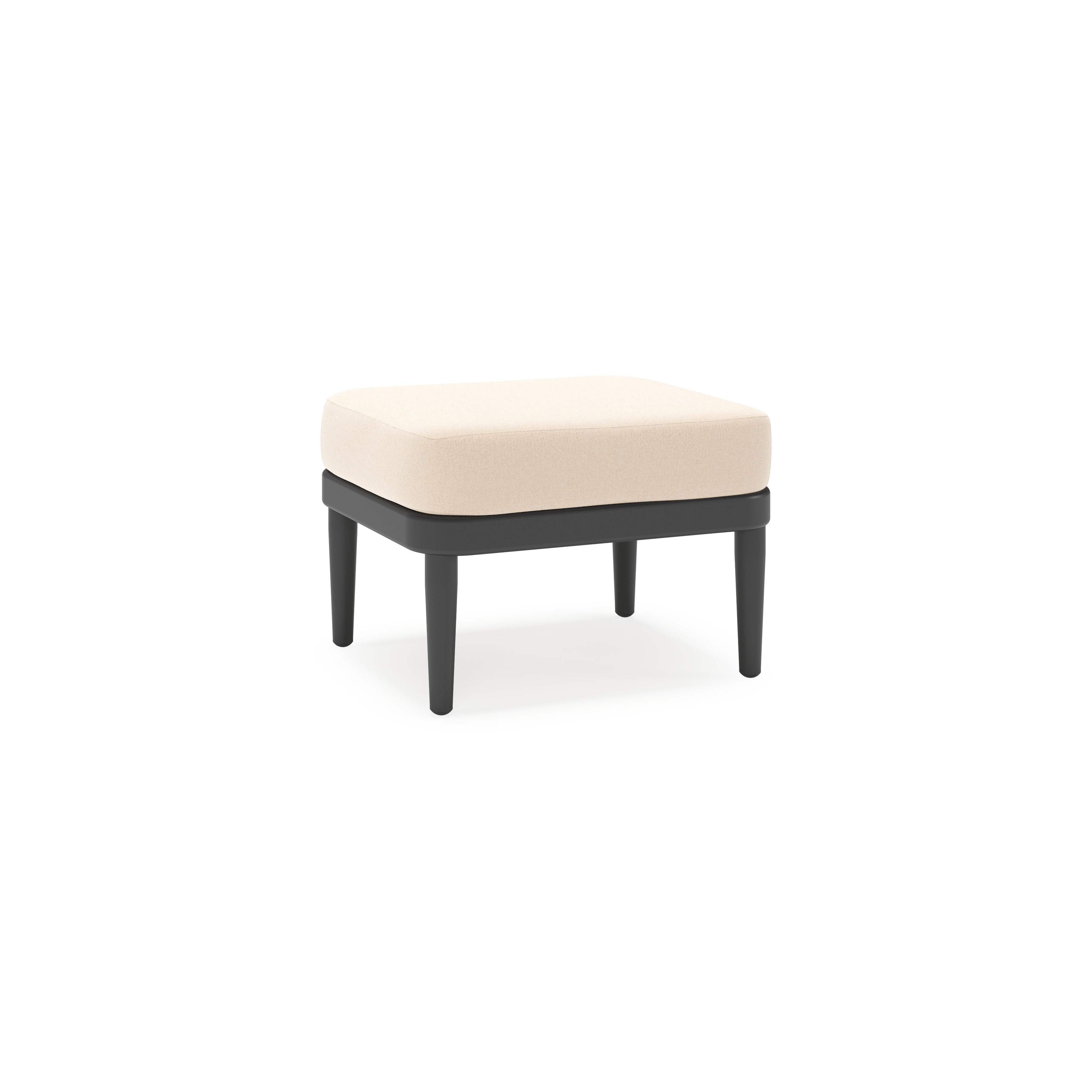 Orso poef in zwart aluminium met Natte Linen Chalk all weather sunbrella® luxe kussen