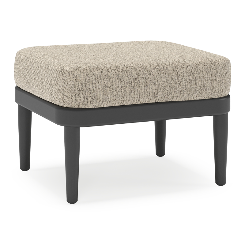 Orso poef in zwart aluminium met Catania Beige all weather cosytica kussen