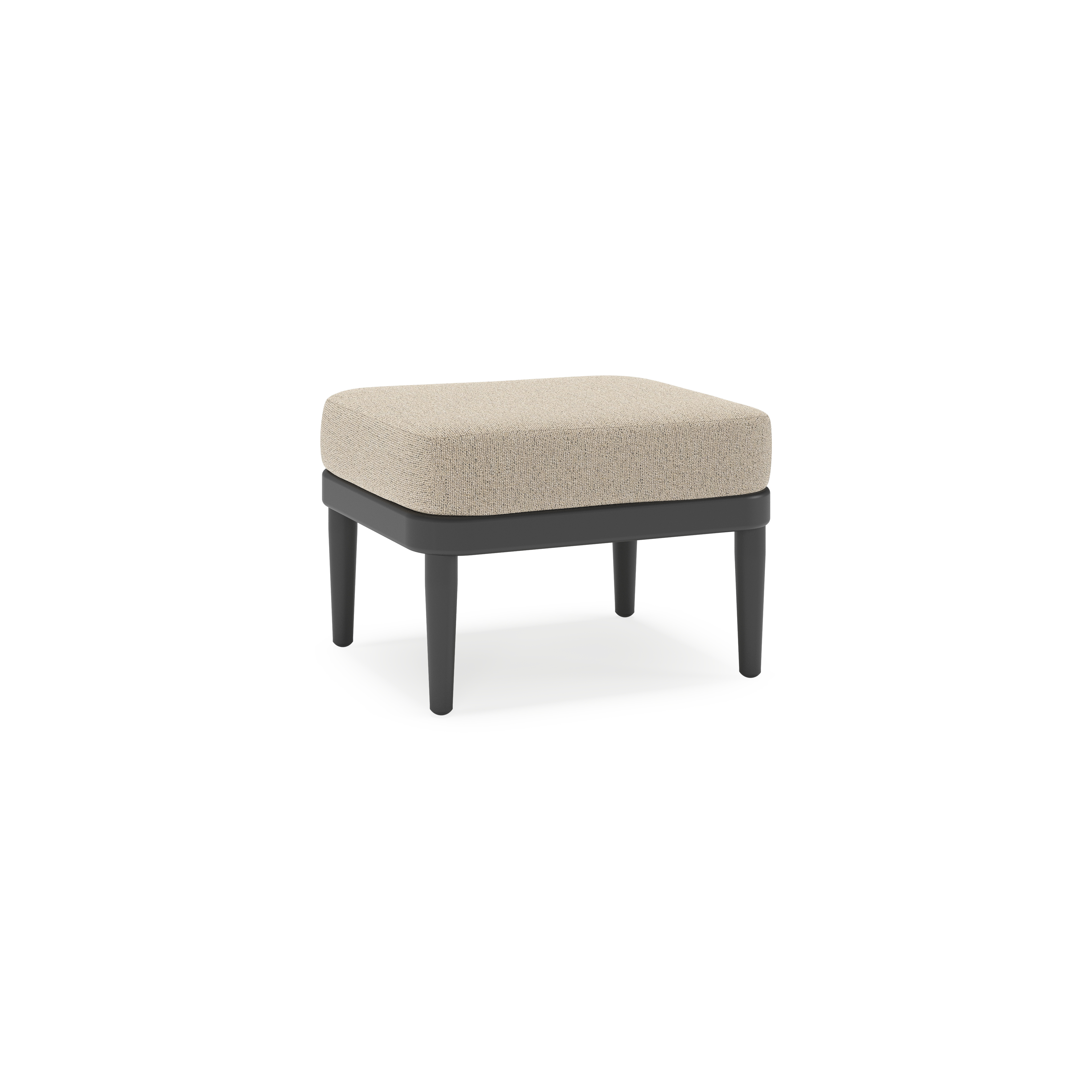 Orso poef in zwart aluminium met Marbella Beige all weather cosytica kussen