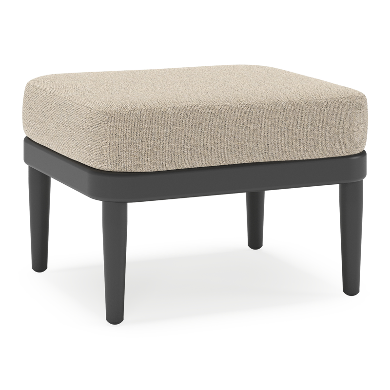 Orso poef in zwart aluminium met Marbella Beige all weather cosytica kussen