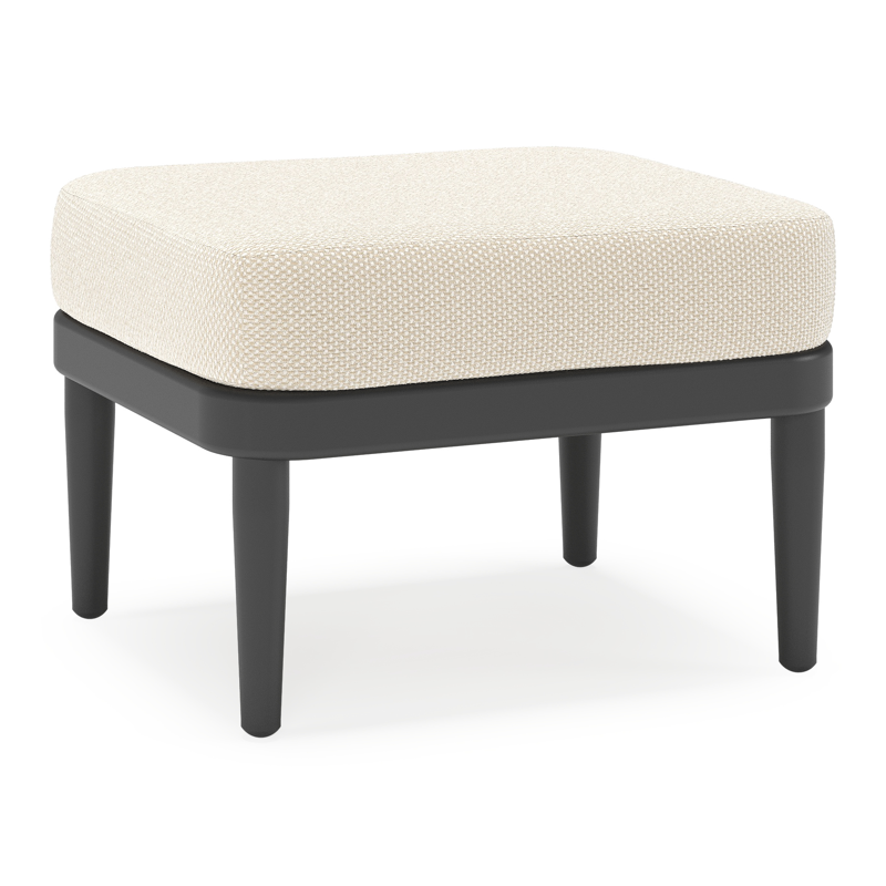Pouf Orso en aluminium noir et coussins en all weather cosytica Althea Off White