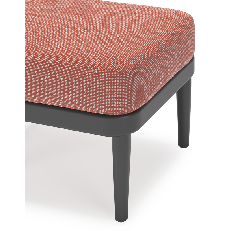 Orso poef in zwart aluminium met Slow Alezan all weather sunbrella® luxe kussen