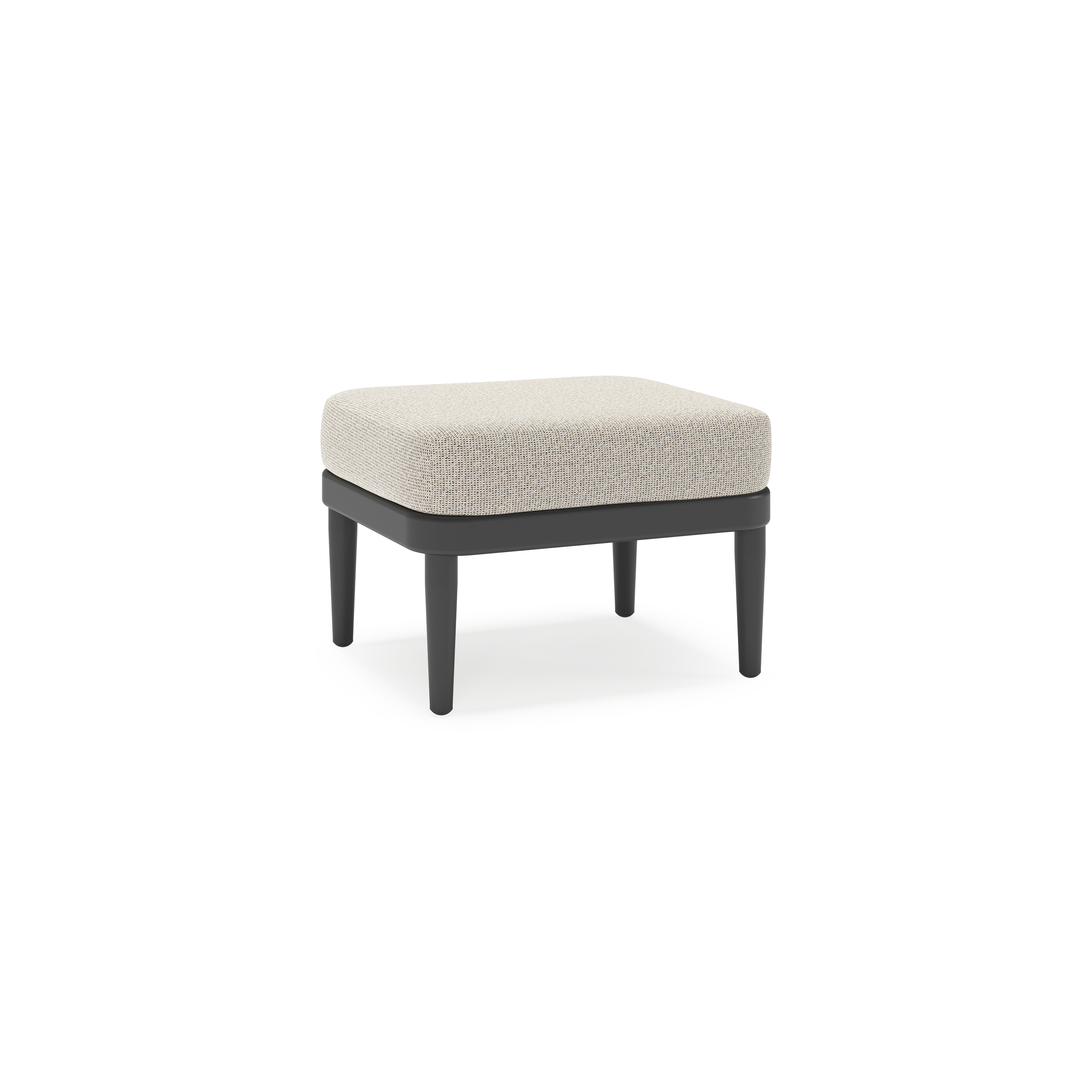 Orso poef in zwart aluminium met Firenze Sand all weather solica kussen