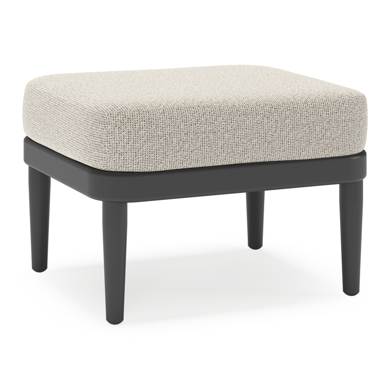 Orso poef in zwart aluminium met Firenze Sand all weather solica kussen