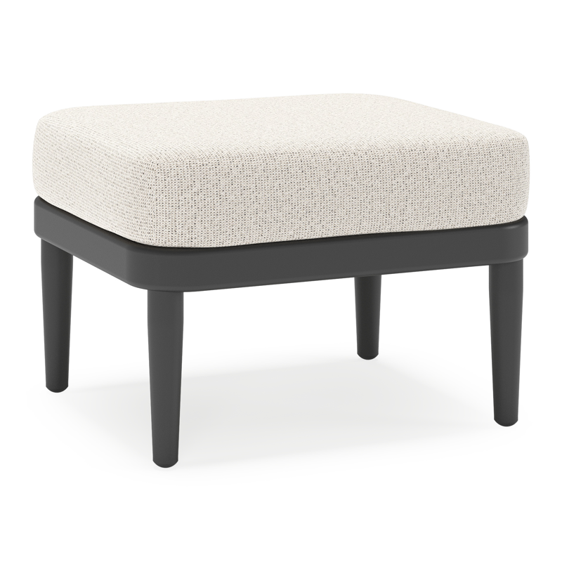 Orso poef in zwart aluminium met Firenze Natural all weather solica kussen