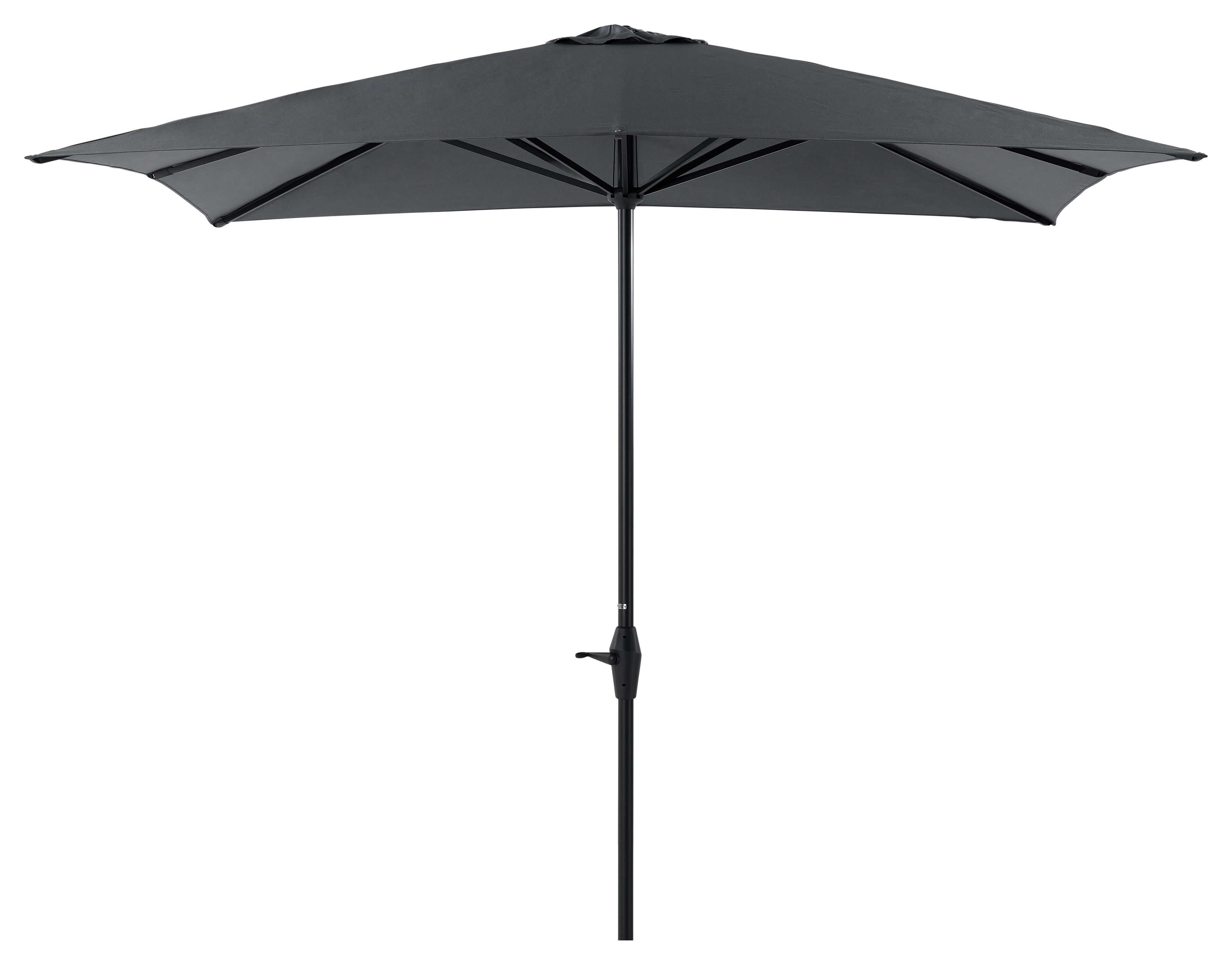 Viola staanparasol in zwart aluminium met grijs All Weather Olefin parasoldoek - L1 300 x L2 300 cm (zonder voet)