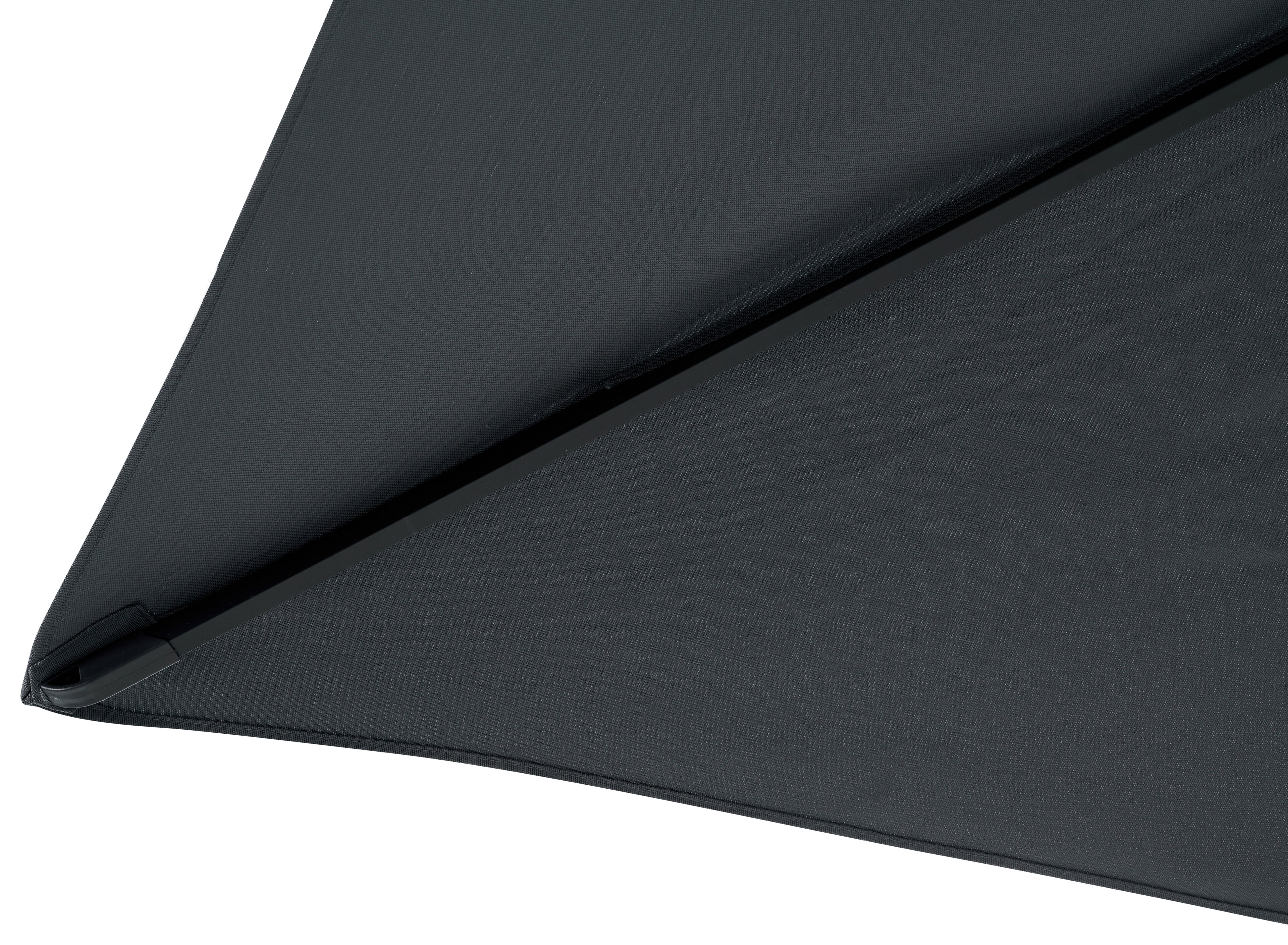 Parasol déporté Viola en aluminium noir avec toile de parasol en weather+ softtouch gris - Larg1 300 x Larg2 400 cm (sans pied de parasol)