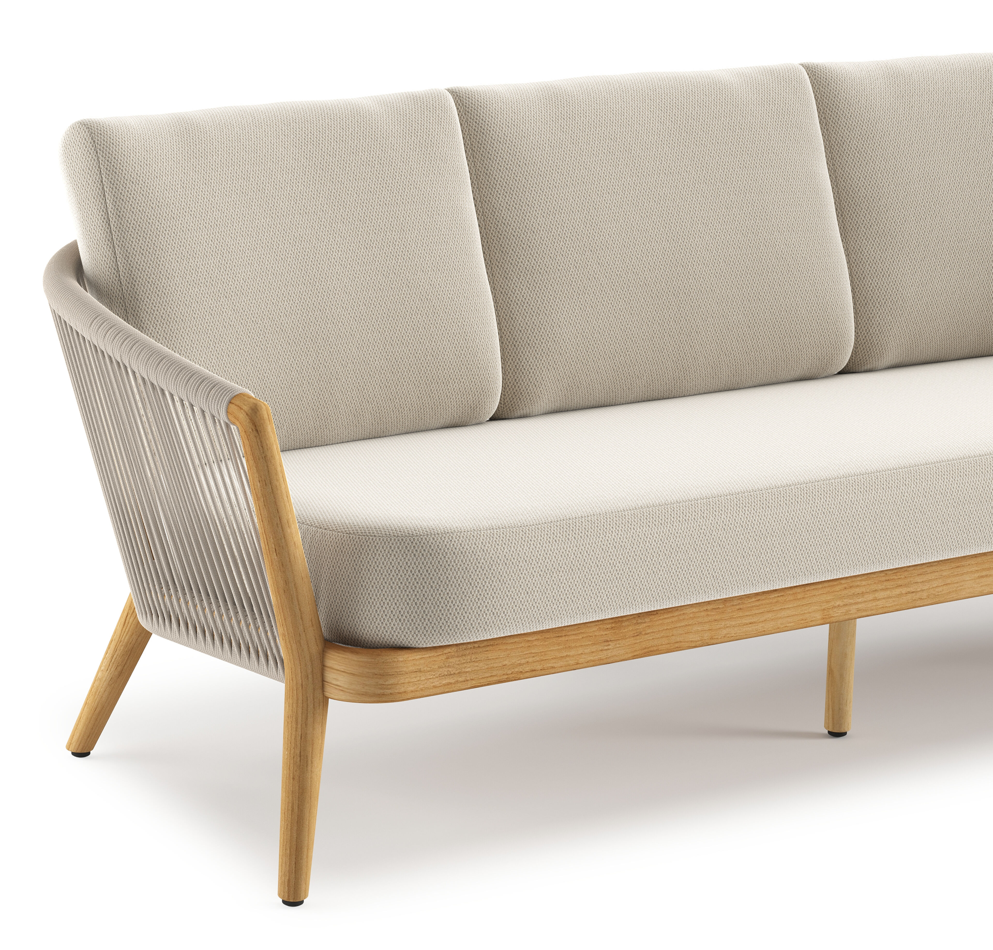 Salon de jardin Orso en teck et rope avec coussins All Weather Sunbrella® Luxe lopi marble et table de basse