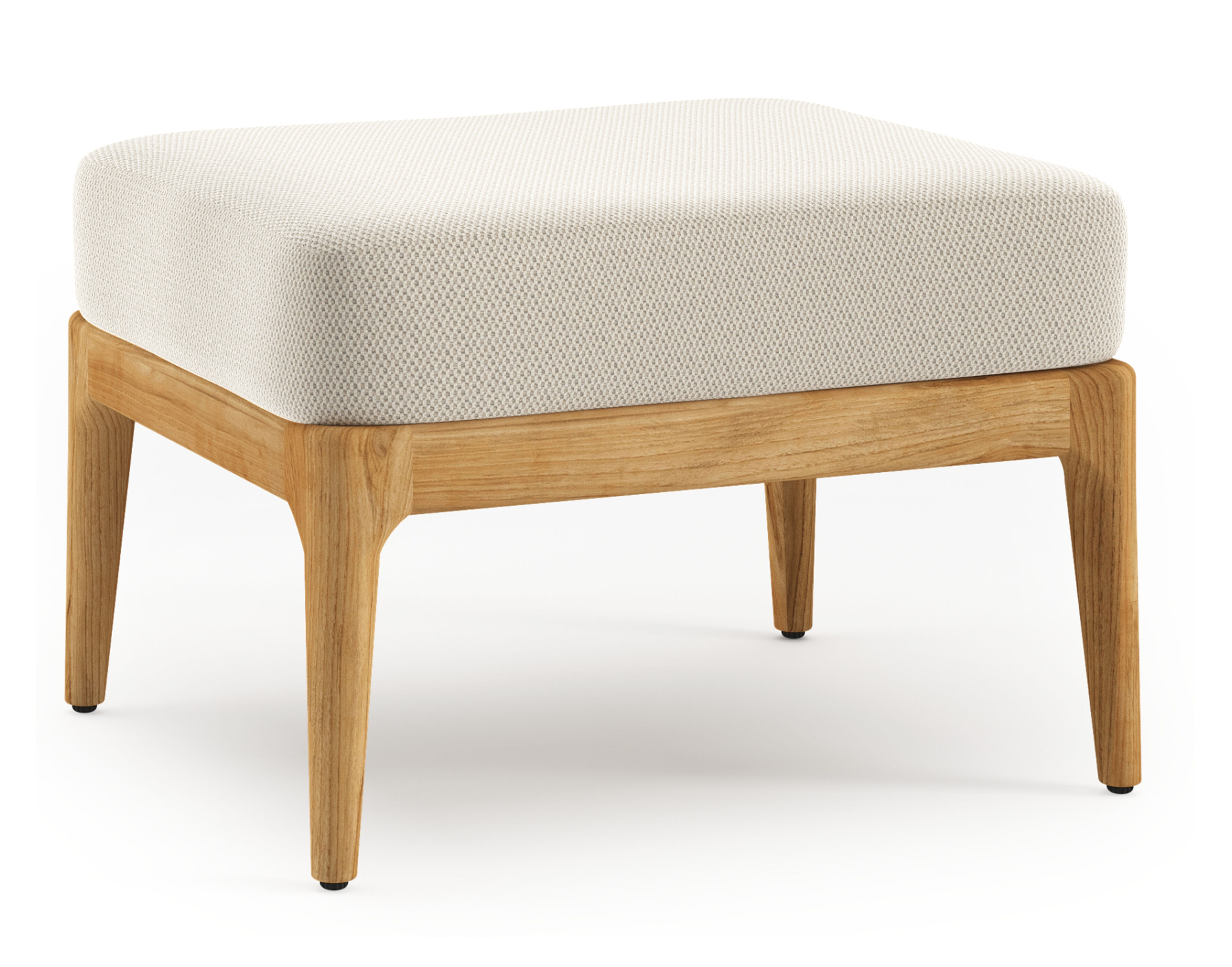 Pouf Orso en teck avec coussin en all weather sunbrella® luxe lopi marble