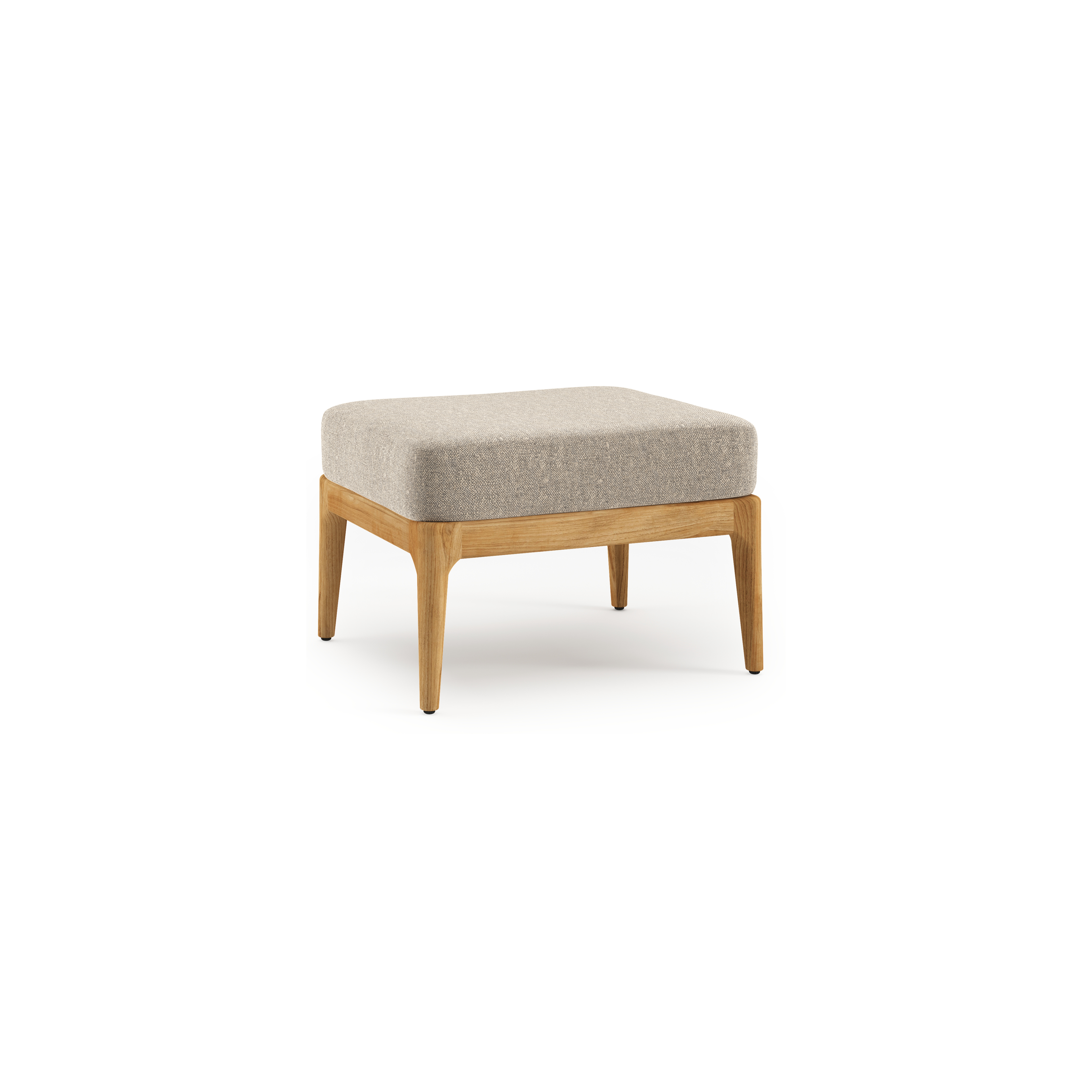 Pouf Orso en teck et coussins en all weather sunbrella® luxe Chartres Pewter