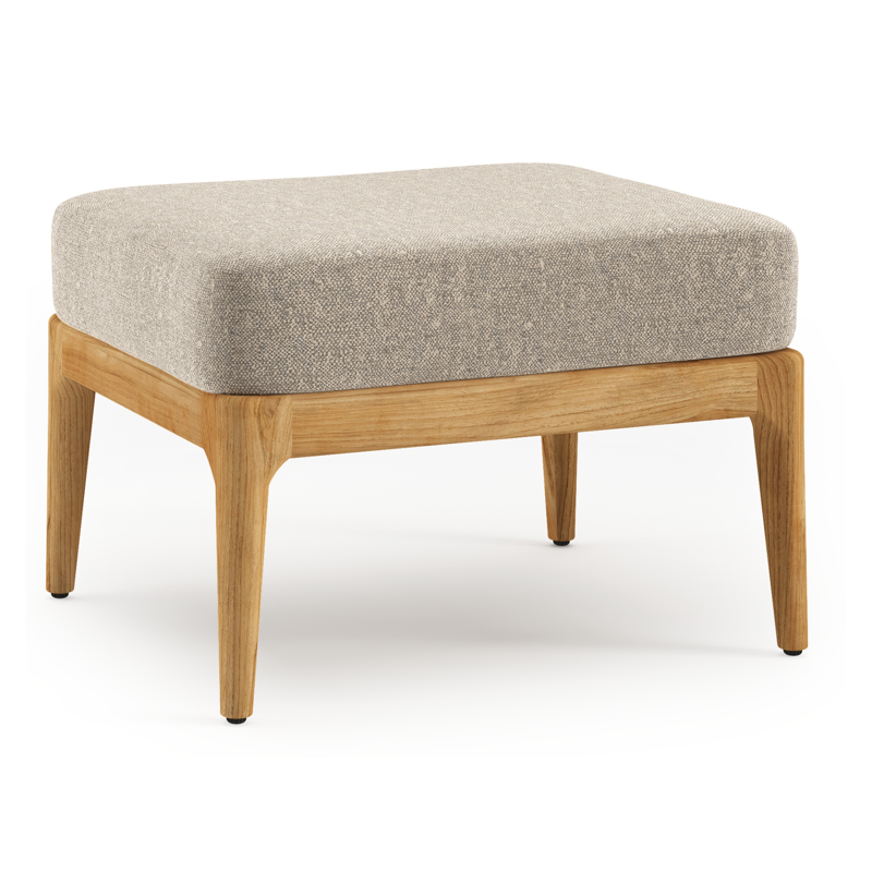 Pouf Orso en teck et coussins en all weather sunbrella® luxe Chartres Pewter