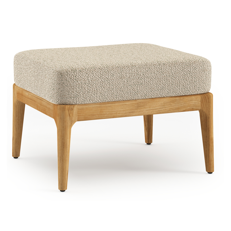 Orso poef in teak met Bora Forest all weather cosytica kussen