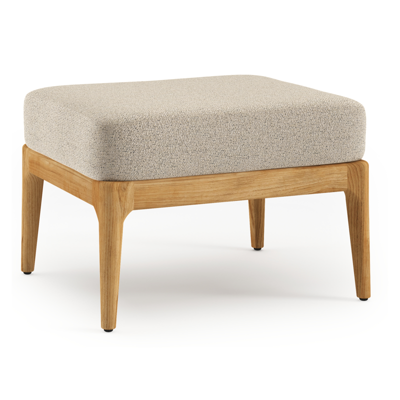 Orso poef in teak met Marbella Beige all weather cosytica kussen