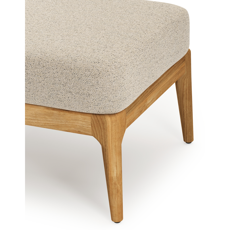 Orso poef in teak met Marbella Beige all weather cosytica kussen