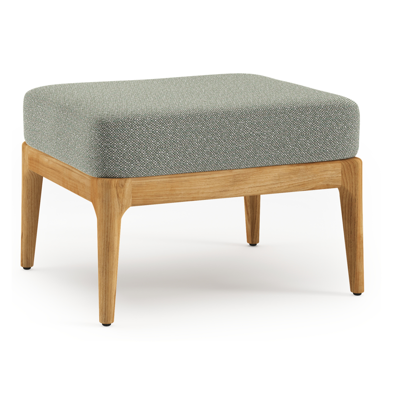 Orso poef in teak met Savane Leaf all weather sunbrella® luxe kussen