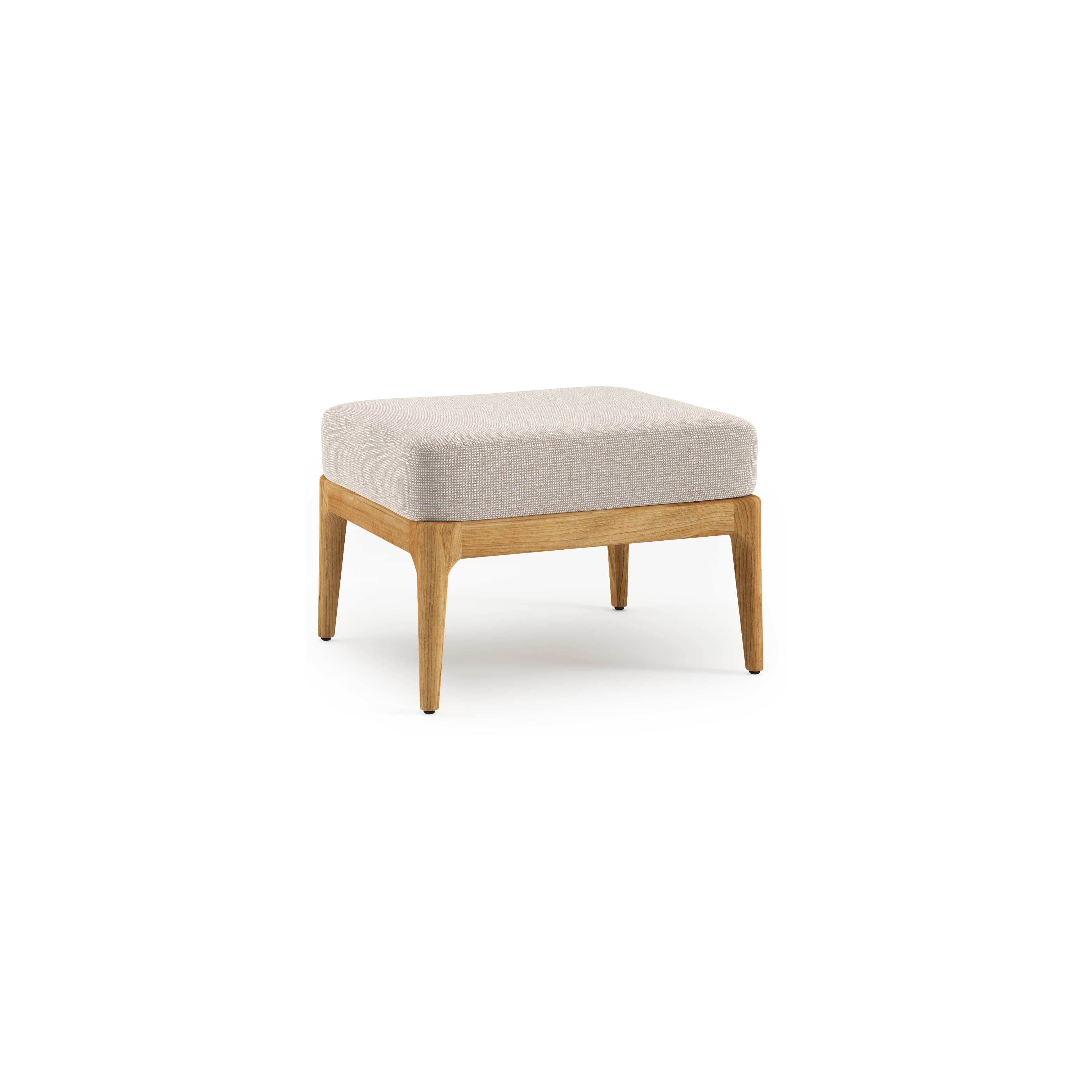 Orso poef in teak met Slow Farafra all weather sunbrella® luxe kussen