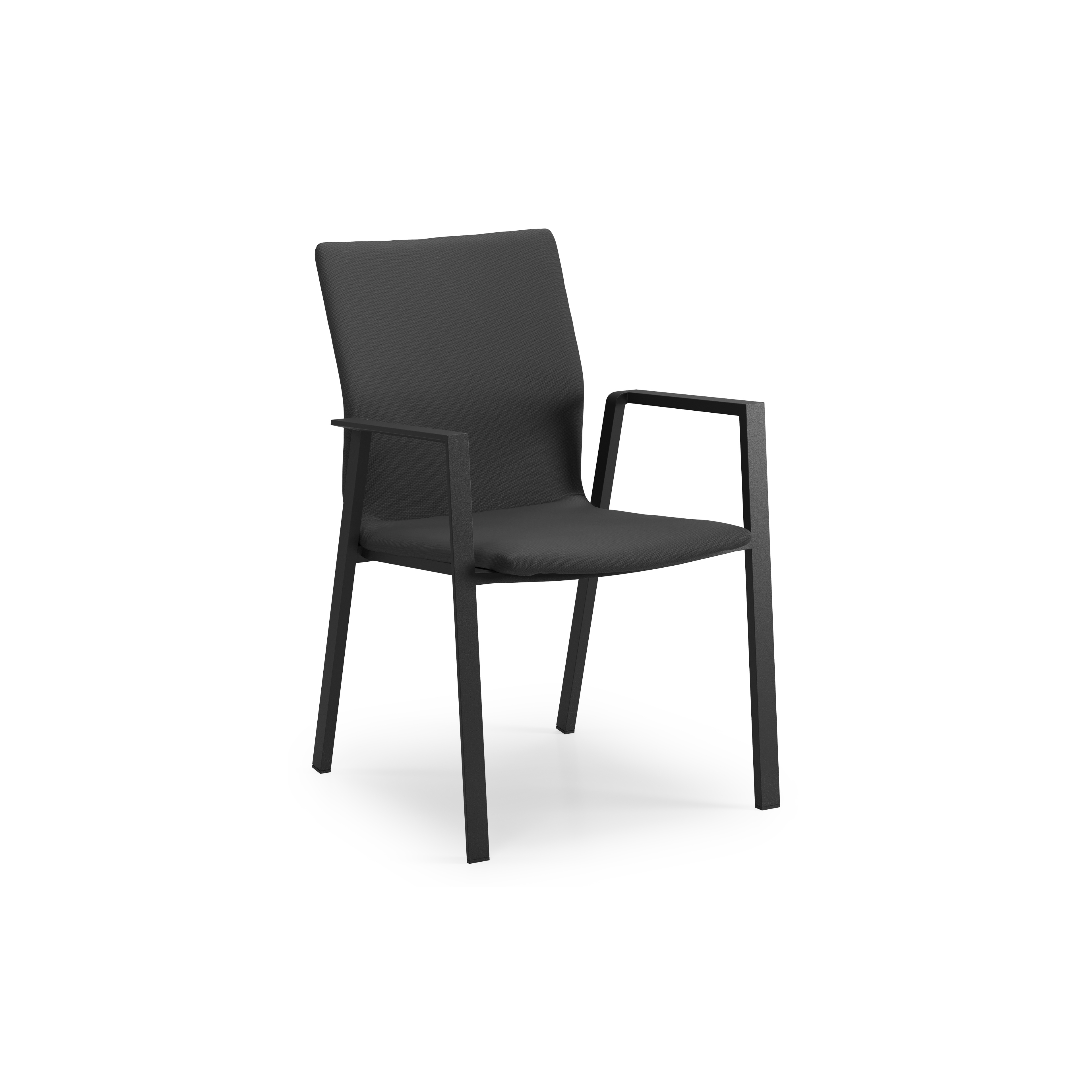 Chaise de jardin empilable Madura in aluminium noir et textilène confort noir
