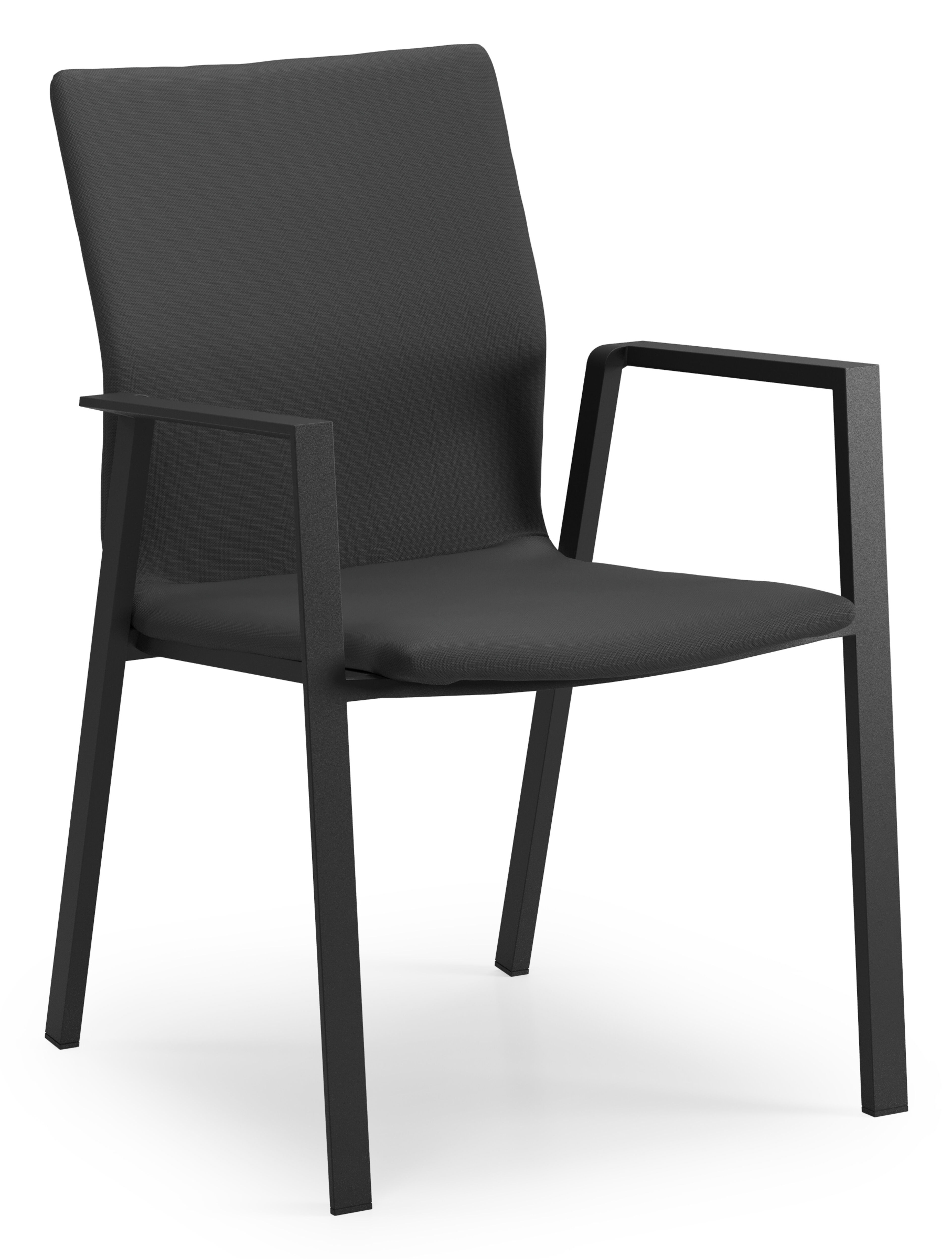 Madura stapelbare tuinstoel in zwart aluminium en zwart comfort textilene