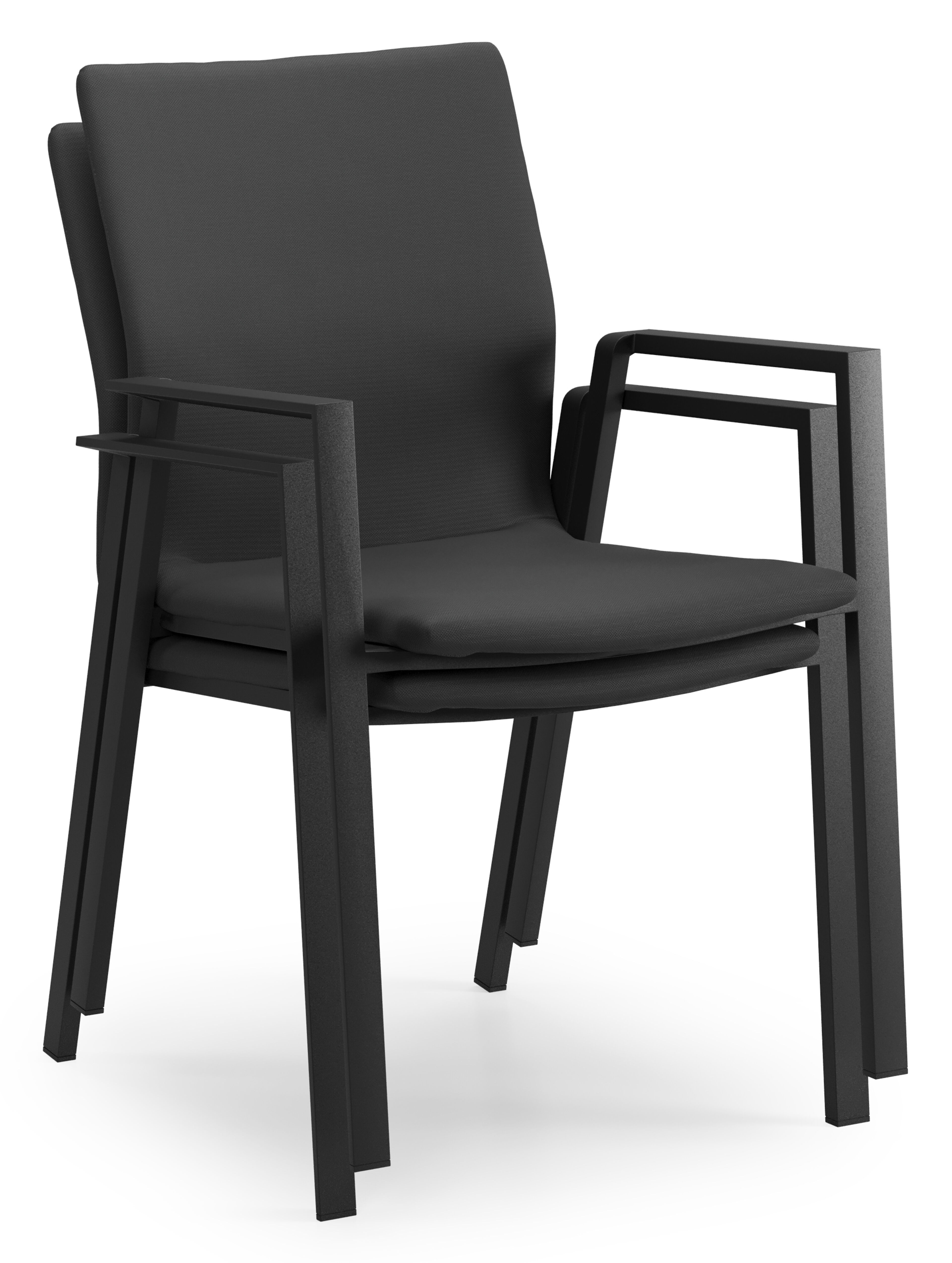 Madura stapelbare tuinstoel in zwart aluminium en zwart comfort textilene