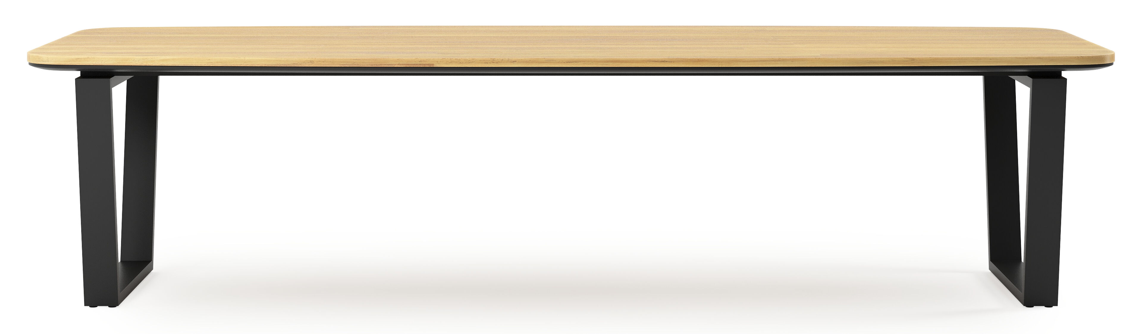 Table de jardin Pagino forme de bateau en aluminium et teck - Lg. 315 x Lrg. 115 x Haut. 73 cm