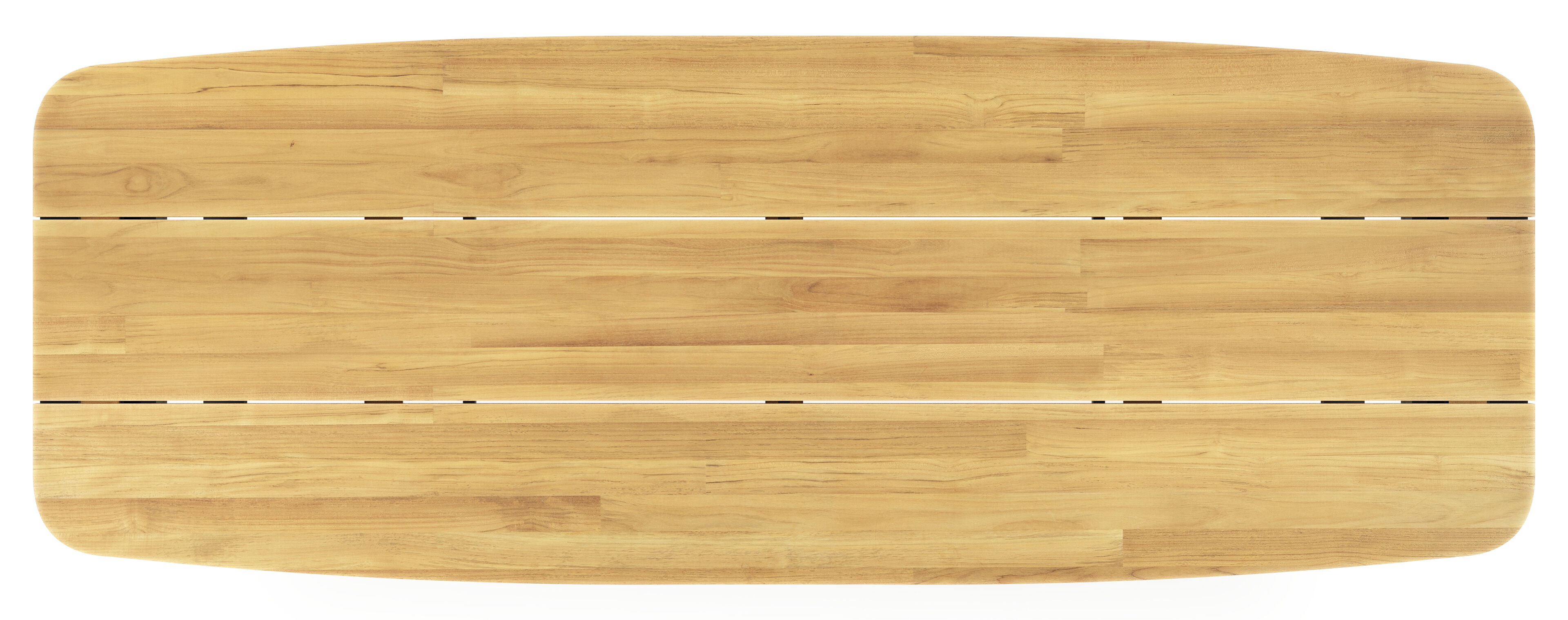 Table de jardin Pagino forme de bateau en aluminium et teck - Lg. 315 x Lrg. 115 x Haut. 73 cm