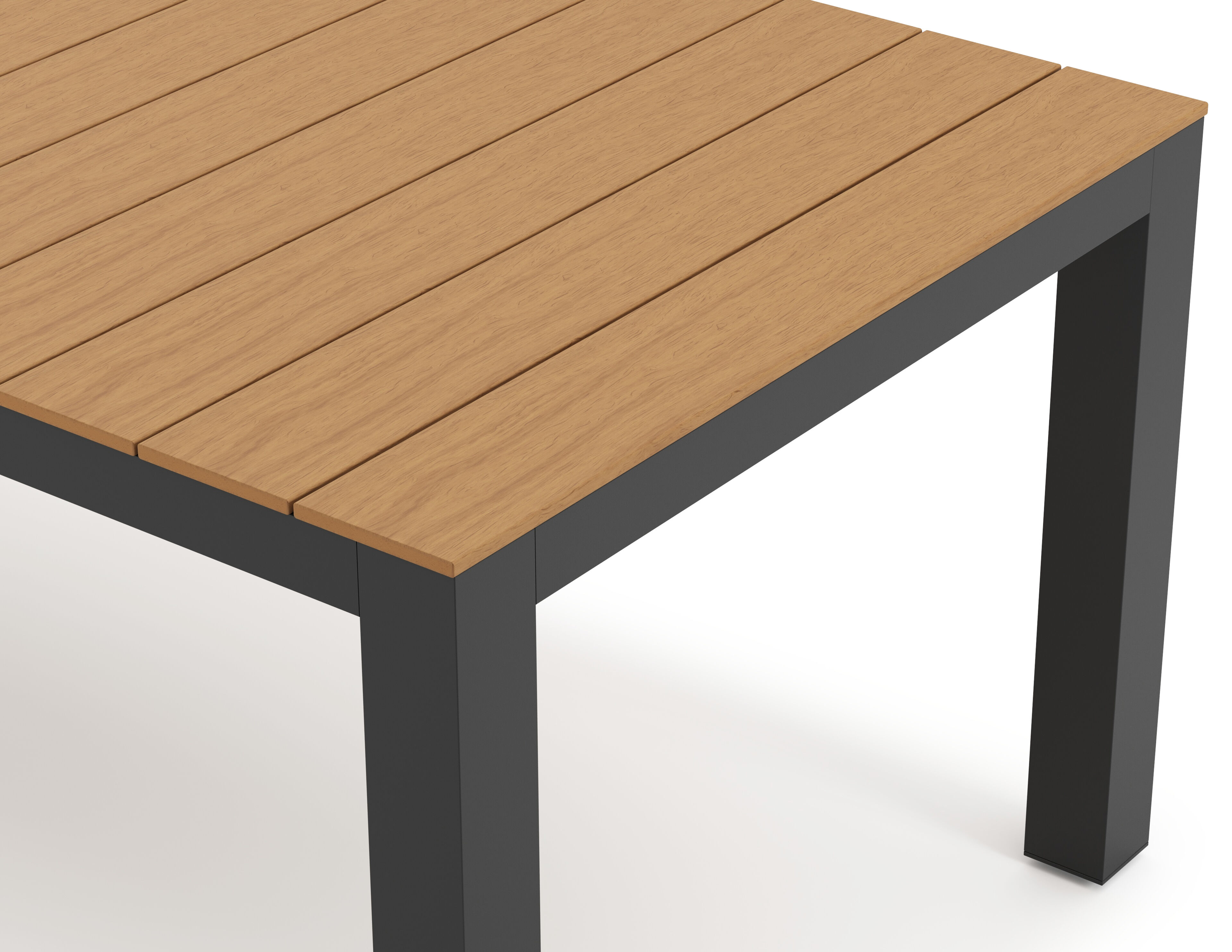 Table de jardin Calzo rectangulaire en aluminium noir et polywood - Lg. 220 x Lrg. 100 x Haut. 74 cm