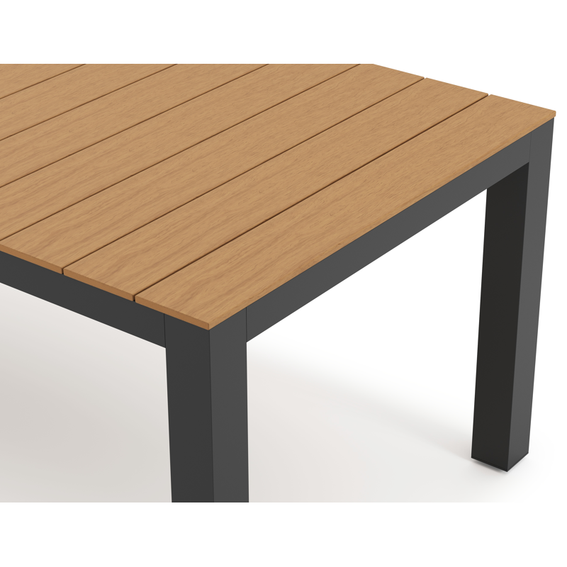 Calzo tuintafel rechthoekig in zwart aluminium en polywood - L 220 x B 100 x H 74 cm