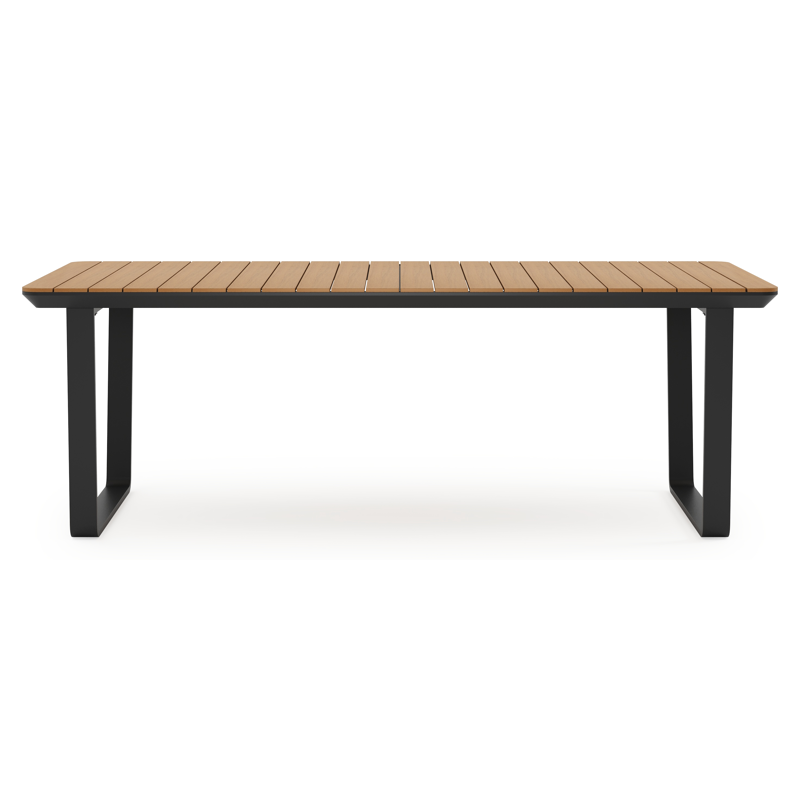 Alora tuintafel afgerond rechthoekig in zwart aluminium en polywood - L 220 x B 100 x H 75 cm