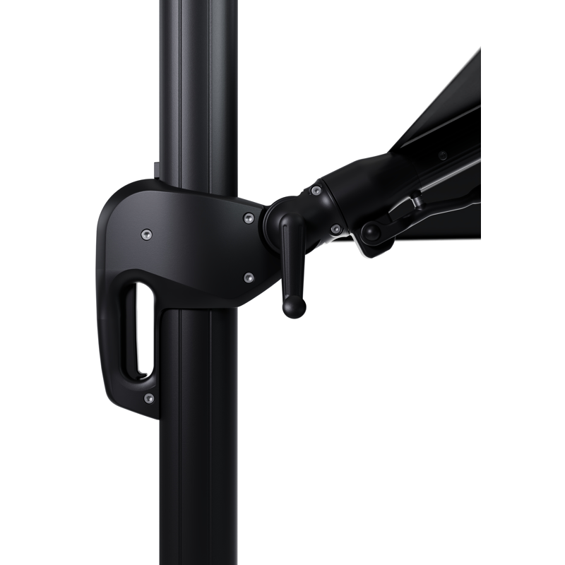 Parasol pendant Rufina avec fonction tilt en aluminium noir avec toile de parasol en all weather sunbrella® premium noir - Larg1 300 x Larg2 300 cm (sans pied de parasol)