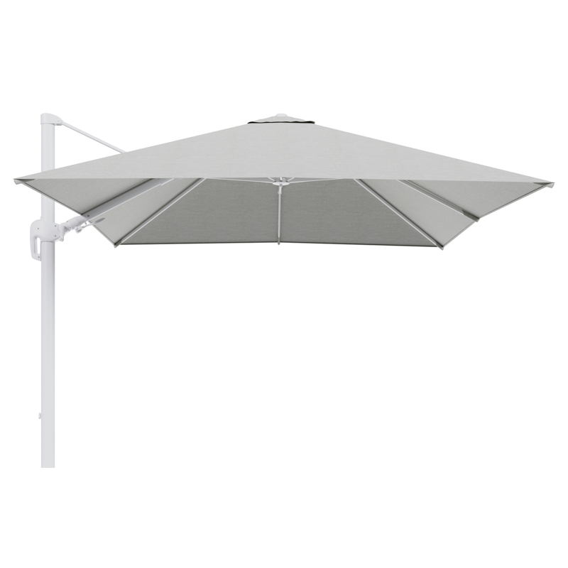 Rufina zweefparasol met tiltfunctie in wit aluminium met grijs sunbrella® premium parasoldoek - L1 300 x L2 300 cm (zonder voet)