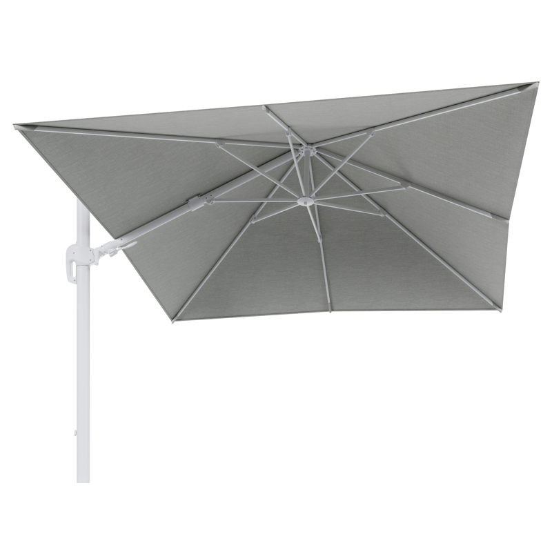 Rufina zweefparasol met tiltfunctie in wit aluminium met grijs sunbrella® premium parasoldoek - L1 300 x L2 300 cm (zonder voet)