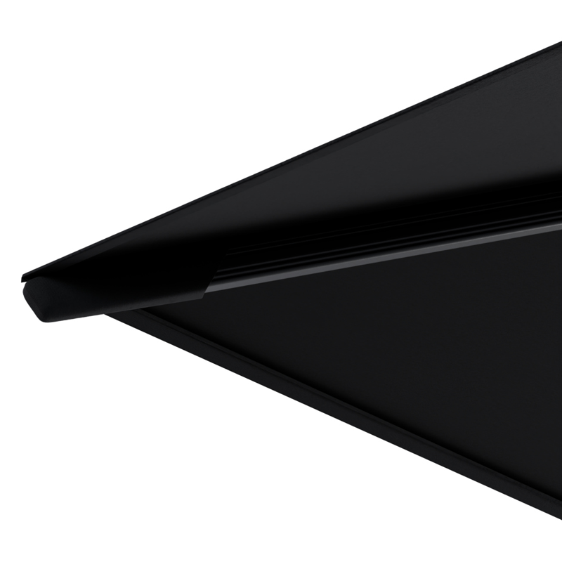 Rufina zweefparasol met tiltfunctie in zwart aluminium met zwart sunbrella® premium parasoldoek - L1 250 x L2 350 cm (zonder voet)