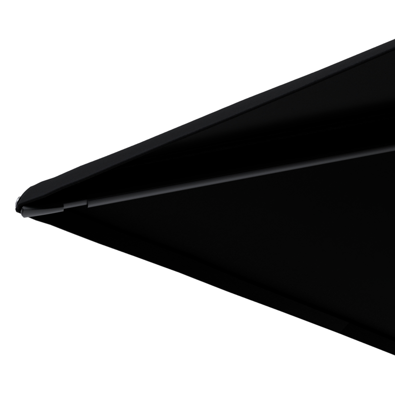 Minore zweefparasol met tiltfunctie in zwart aluminium met zwart sunbrella® premium parasoldoek - L1 350 x L2 350 cm (zonder voet)