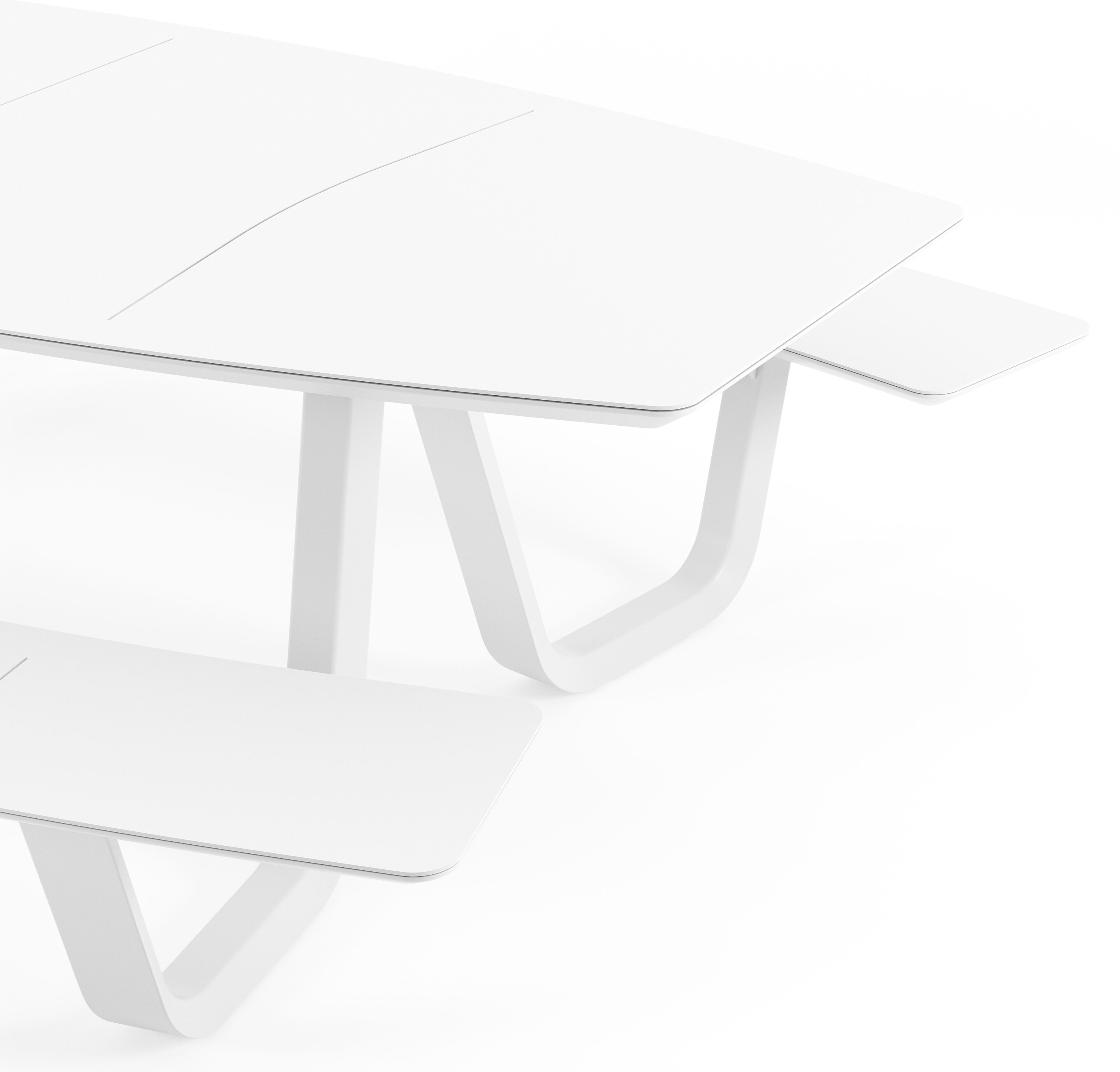 Table de pique-nique Forno forme de bateau en aluminium blanc - Lg. 240 x Lrg. 181 x Haut. 72 cm
