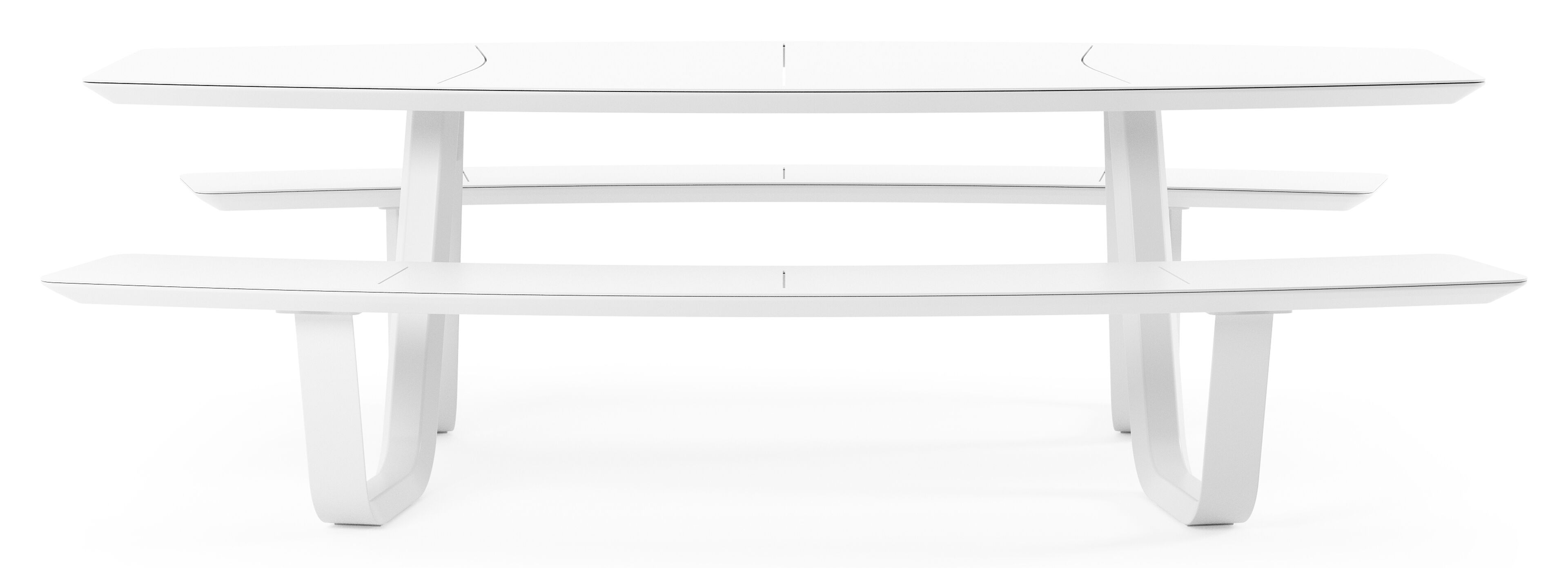 Table de pique-nique Forno forme de bateau en aluminium blanc - Lg. 240 x Lrg. 181 x Haut. 72 cm