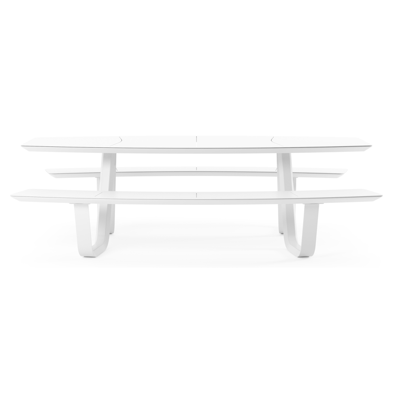 Forno picknicktafel bootvorm in wit aluminium - L 240 x B 181 x H 72 cm